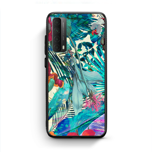 Huawei P Smart 2021 Blue laves tropical Black Glossy Θήκη