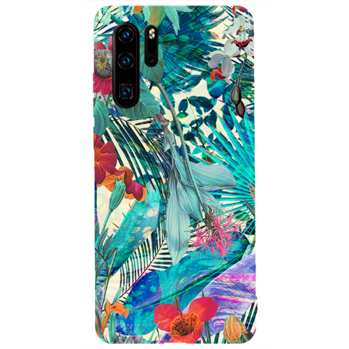 Huawei P30 Pro Blue laves tropical Transparent Silicone TPU Θήκη