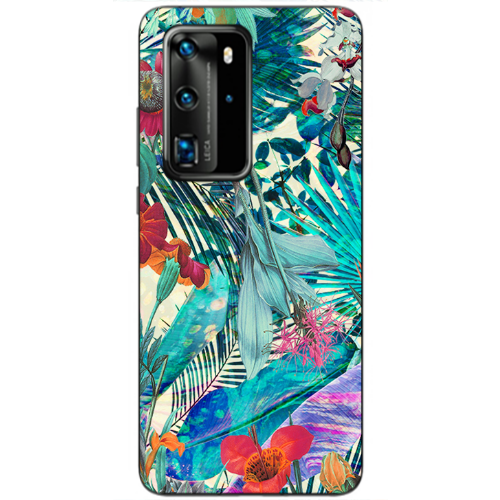Huawei P40 Pro Blue laves tropical Transparent Silicone TPU Θήκη