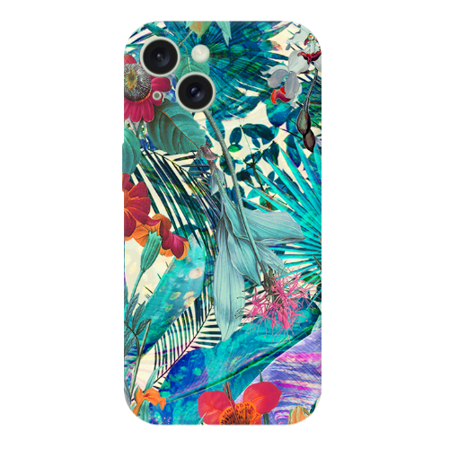 Apple iPhone 15 Blue laves tropical Transparent Silicone TPU Θήκη