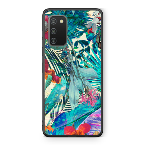 Samsung A02s Blue laves tropical Black Glossy Θήκη