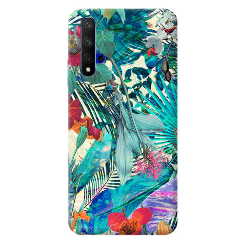 Huawei Nova 5 T Blue laves tropical Transparent Silicone TPU Θήκη
