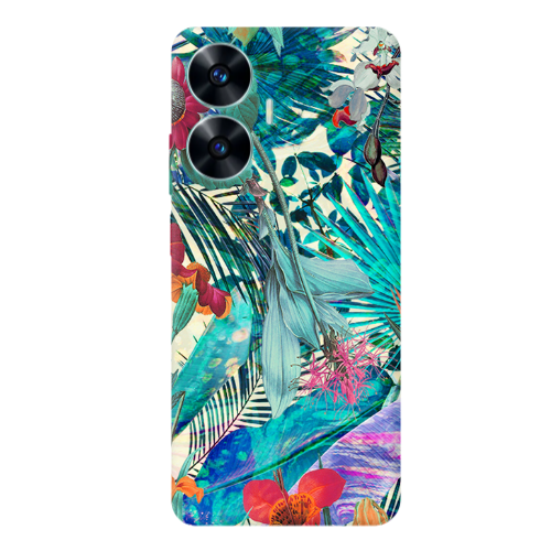 Realme C55 Blue laves tropical Transparent Silicone TPU Θήκη
