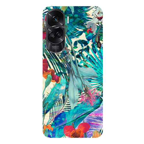 Honor 90 Lite 5G Blue laves tropical Transparent Silicone TPU Θήκη