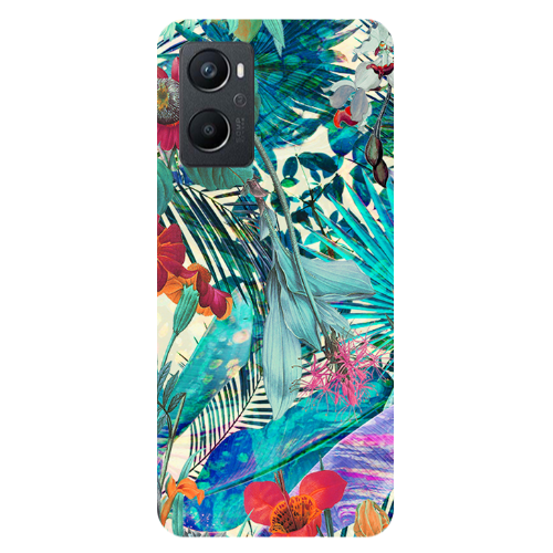 Oppo A 96 Blue laves tropical Transparent Silicone TPU Θήκη