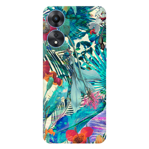 Oppo A 98 Blue laves tropical Transparent Silicone TPU Θήκη