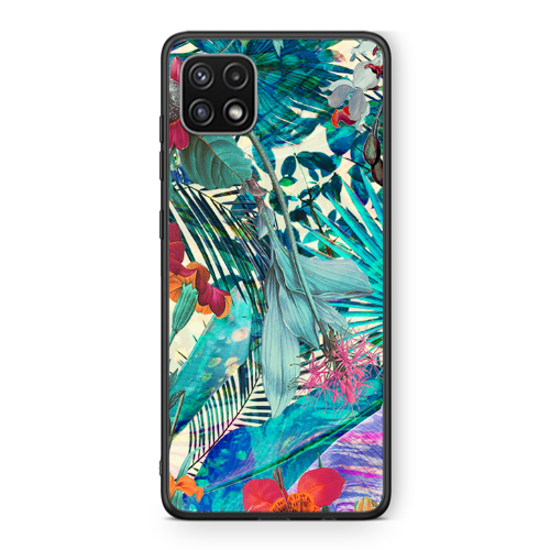 Samsung A22 5G Blue laves tropical Black Glossy Θήκη