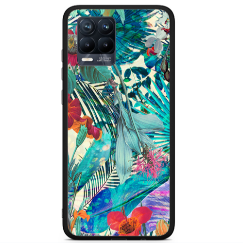 Realme 8 i Blue laves tropical Black Glossy Θήκη