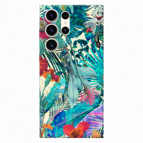 Samsung S24 Ultra Blue laves tropical Transparent Silicone TPU Θήκη