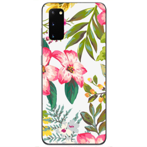 Samsung S20 Red laves Transparent Silicone TPU Θήκη