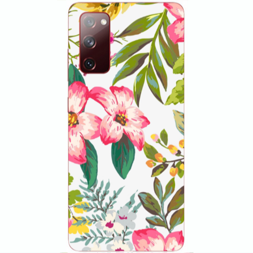 Samsung S20 FE Red laves Transparent Silicone TPU Θήκη