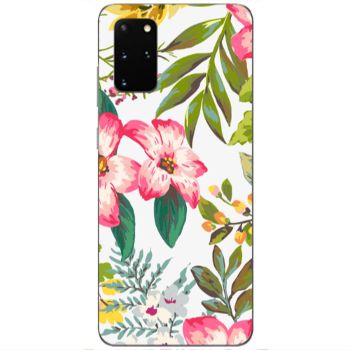 Samsung S20 Plus Red laves Transparent Silicone TPU Θήκη