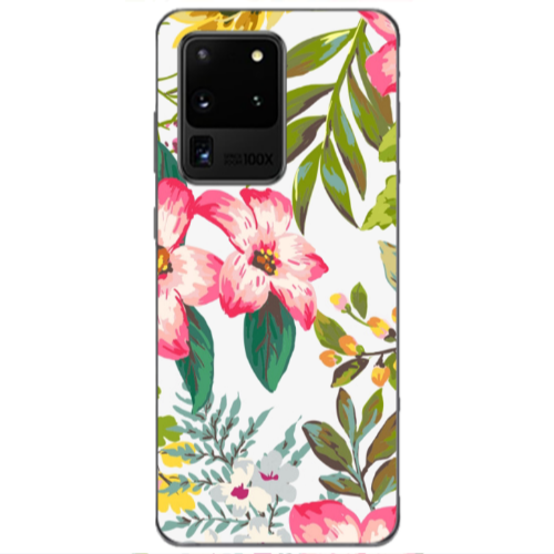 Samsung S20 Ultra Red laves Transparent Silicone TPU Θήκη