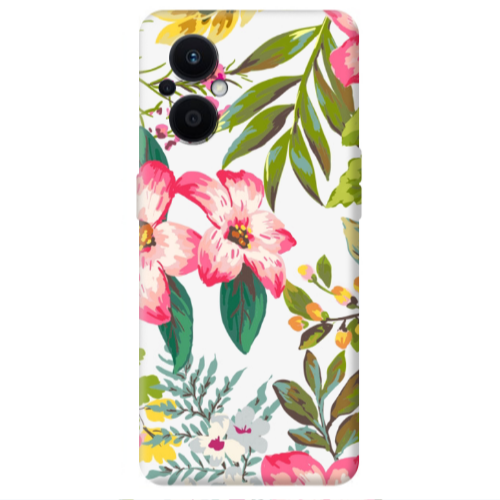 Oppo Reno 7 Lite Red laves Transparent Silicone TPU Θήκη
