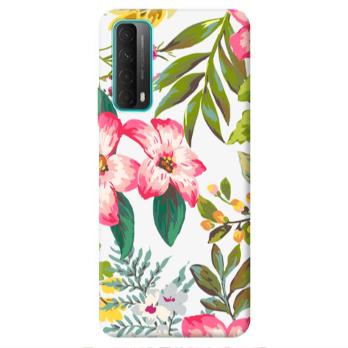 Huawei P Smart 2021 Red laves Transparent Silicone TPU Θήκη