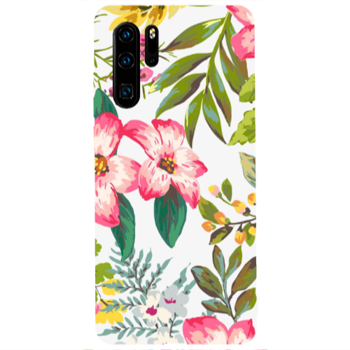 Huawei P30 Pro Red laves Transparent Silicone TPU Θήκη