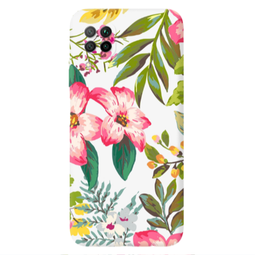 Huawei P40 Lite Red laves Transparent Silicone TPU Θήκη