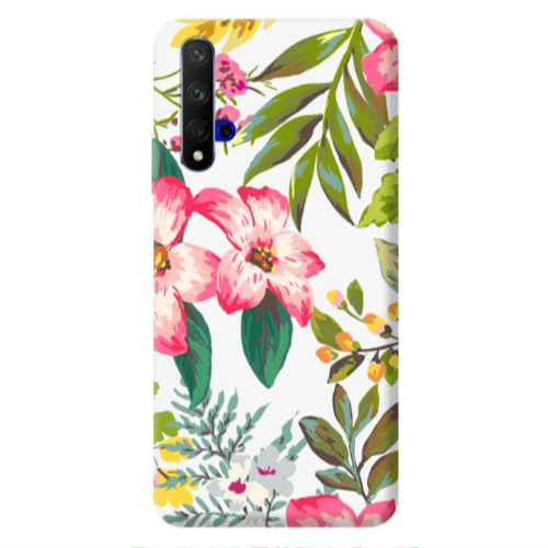 Huawei Nova 5 T Red laves Transparent Silicone TPU Θήκη