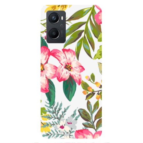 Oppo A 96 Red laves Transparent Silicone TPU Θήκη