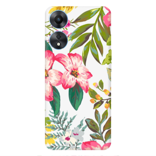 Oppo A 98 Red laves Transparent Silicone TPU Θήκη