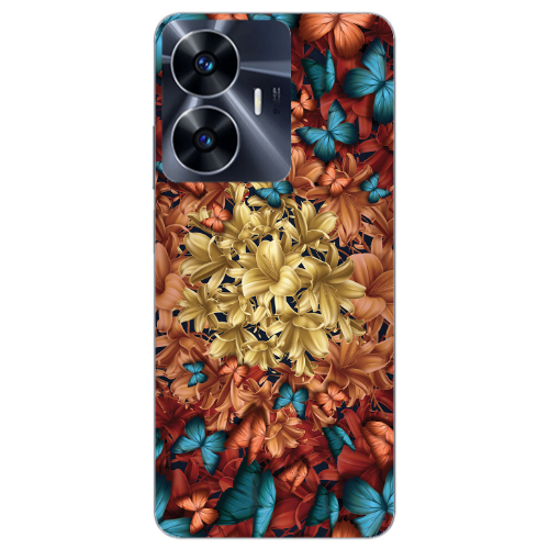 Realme Note 50 Blue butterflies Transparent Silicone TPU Θήκη