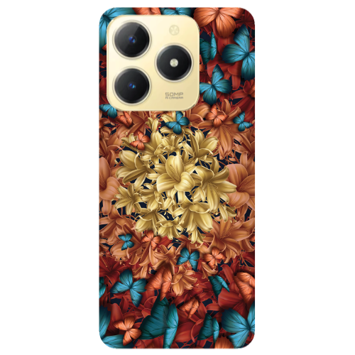 Realme C61 Blue butterflies Transparent Silicone TPU Θήκη
