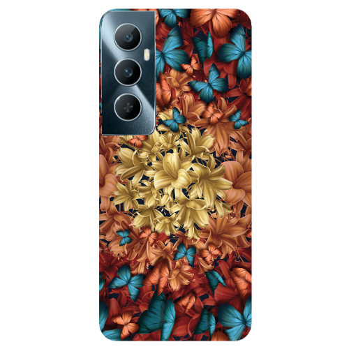 Realme C65 Blue butterflies Transparent Silicone TPU Θήκη