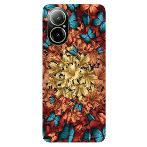 Realme C67 Blue butterflies Transparent Silicone TPU Θήκη