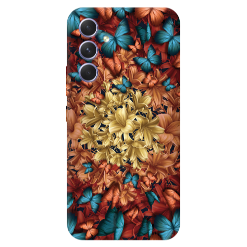 Samsung A56 Blue butterflies Transparent Silicone TPU Θήκη