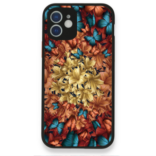 Apple iPhone 12 Blue butterflies Black Glossy Θήκη