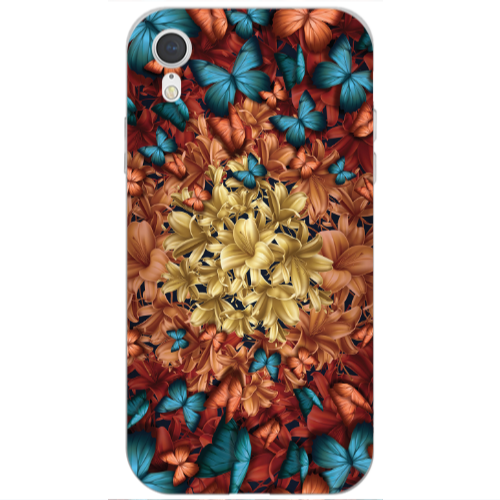 Apple iPhone Xr Blue butterflies Transparent Silicone TPU Θήκη