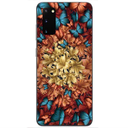 Samsung S20 Blue butterflies Transparent Silicone TPU Θήκη