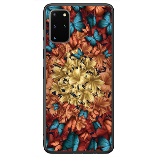 Samsung S20 Blue butterflies Black Glossy Θήκη