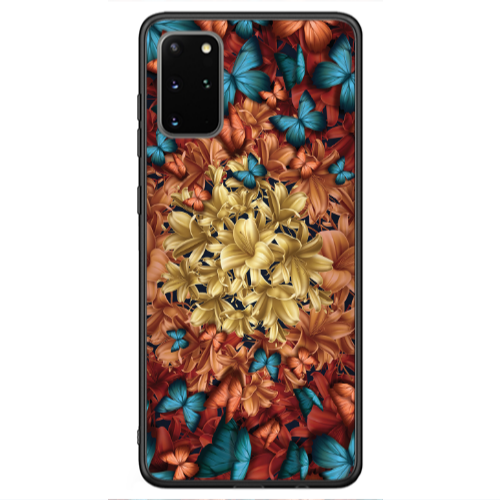 Samsung S20 FE Blue butterflies Black Glossy Θήκη