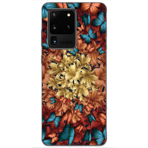 Samsung S20 Ultra Blue butterflies Transparent Silicone TPU Θήκη
