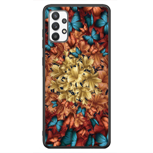 Samsung A13 4G Blue butterflies Black Glossy Θήκη