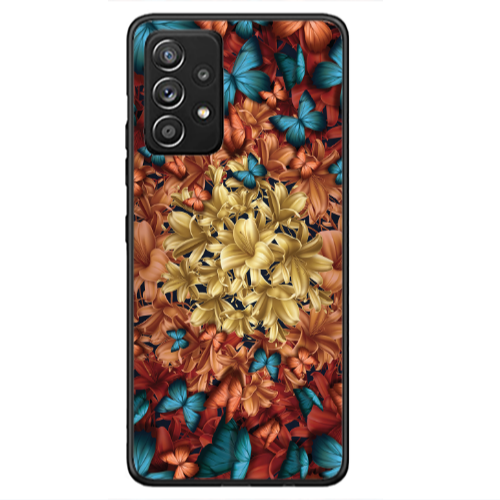 Samsung A33 Blue butterflies Black Glossy Θήκη