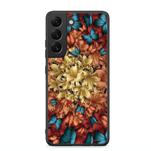 Samsung S22 Plus Blue butterflies Black Glossy Θήκη