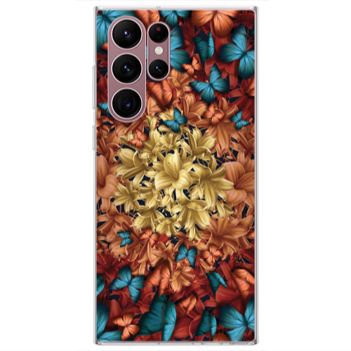 Samsung S22 Ultra Blue butterflies Transparent Silicone TPU Θήκη