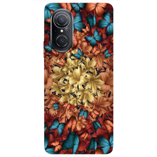 Huawei Nova 9 SE Blue butterflies Transparent Silicone TPU Θήκη
