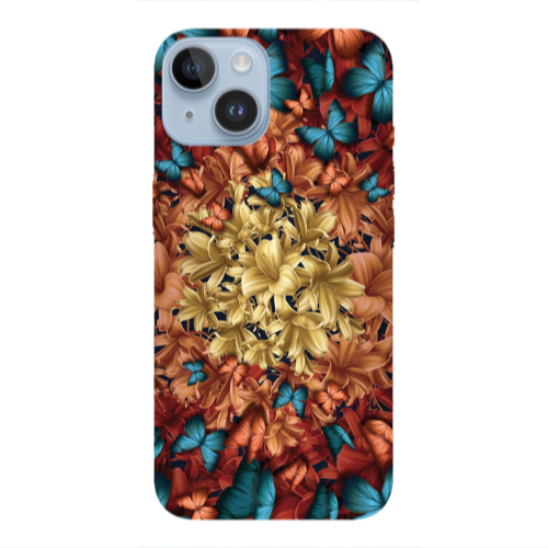 Apple iPhone 14 Plus Blue butterflies Transparent Silicone TPU Θήκη