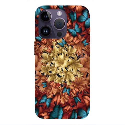 Apple iPhone 14 Pro  Blue butterflies Transparent Silicone TPU Θήκη