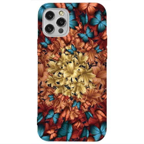 Apple iPhone 12 Pro Blue butterflies Transparent Silicone TPU Θήκη