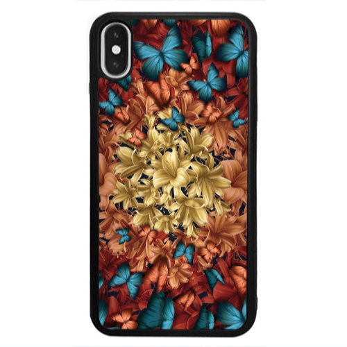 Apple iPhone Xs Max Blue butterflies Black Glossy Θήκη