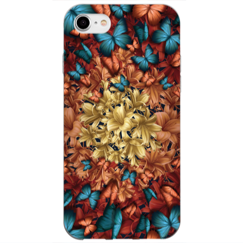 Apple iPhone 7 Blue butterflies Transparent Silicone TPU Θήκη