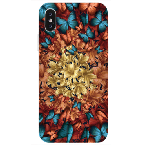 Apple iPhone Xs Blue butterflies Transparent Silicone TPU Θήκη