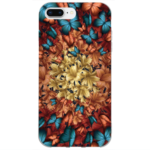 Apple iPhone 7 Plus Blue butterflies Transparent Silicone TPU Θήκη