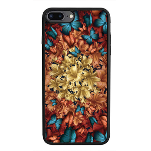 Apple iPhone 7 Plus Blue butterflies Black Glossy Θήκη