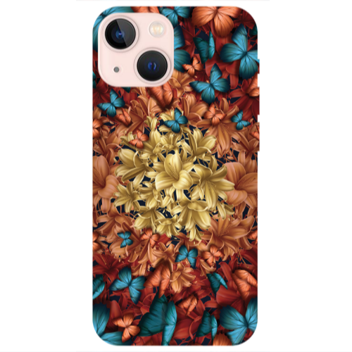 Apple iPhone 13 Mini Blue butterflies Transparent Silicone TPU Θήκη