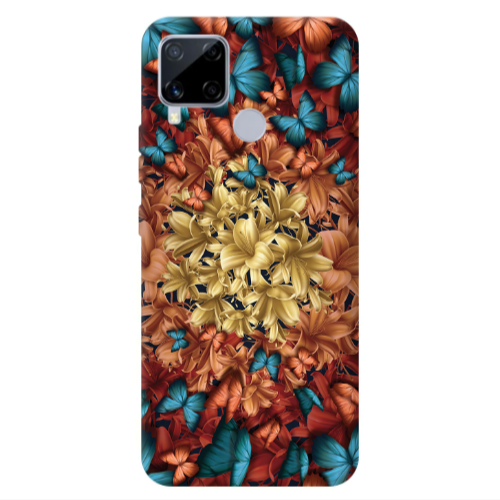 Realme C25S Blue butterflies Transparent Silicone TPU Θήκη